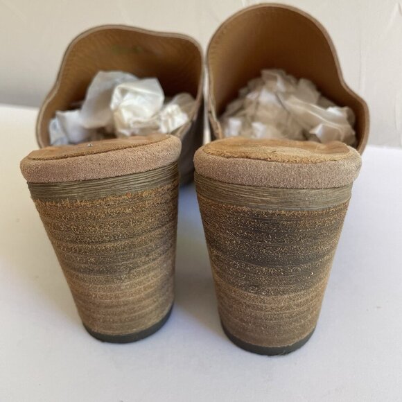 Mariella Sandals Mules Heels Tan Suede Open-Toe Made in Italy Womens Size 8 - Picture 6 of 14